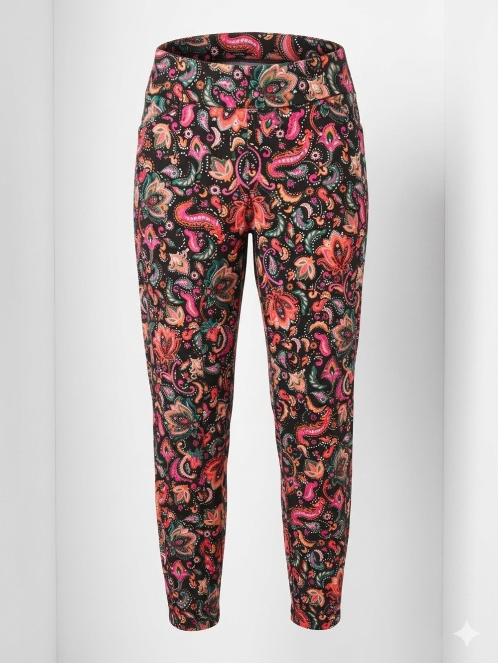 Floral Paisley Printed Pants - Black/Multi